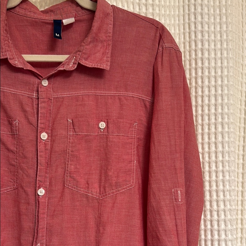 Divided Red Button-Up Shirt - Picture 4 of 8